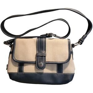 Stone Mountain Canvas and Navy Crossbody Purse Adjustable Strap 9 x 6 x 2.5